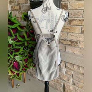 MONSERAT DE LUCCA Perforated Leather Suede Light Grey Small Backpack LIKE NEW